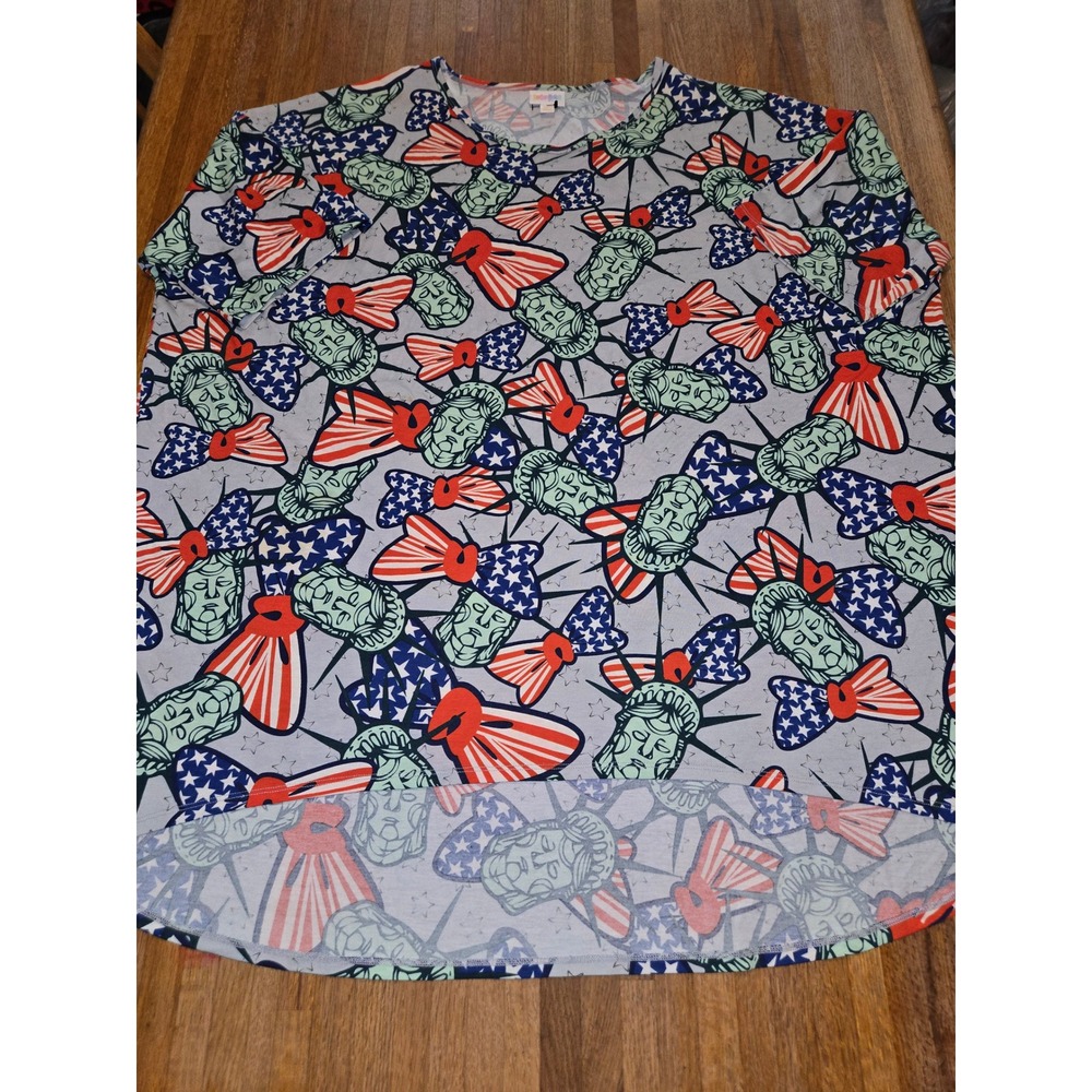 LuLaRoe Women 3XL Irma Statue of Liberty Americana Patriotic High Low Tunic